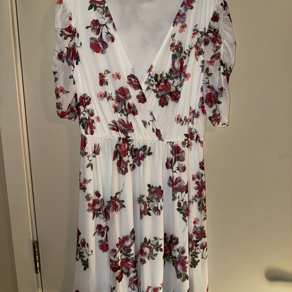 Maurices White Sundress with Puff Sleeves and V-Neck for Wedding Guest